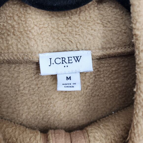 J. Crew Factory Brown Sherpa Half Button High Neck Pocket Sweater Size Medium - Picture 2 of 4